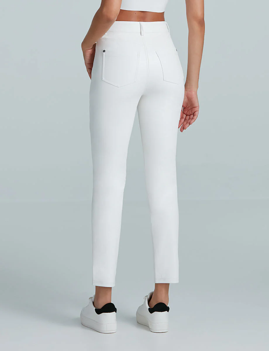 Faux Leather Five Pocket Pant | White - Image 3